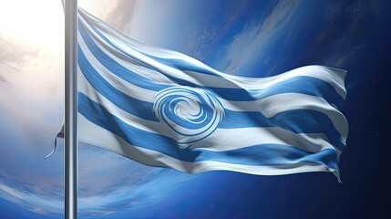 Wall Mural - a flag-inspired artwork depicting the flag of fictive united federations of planets with hues of blu