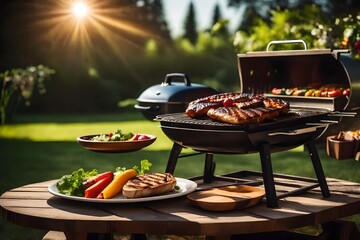 Wall Mural - sausages on the grill