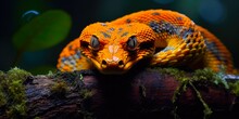 Costa Rica's Wild Beauty: Eyelash Viper On A Branch - A Stunning Reptile Of The Costa Rican Wildlife