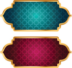Wall Mural - set of decorative luxury golden arabic islamic banner title frame transparent background gold text b