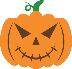 Canvas Print - Creepy orange halloween pumpkin vector icon