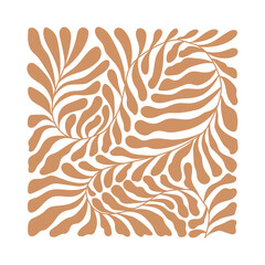 Fototapete - Vector  in simple Matisse naive and hippie groovy style, flowers and plants, floral botanic hand drawn design templates, frames and modern art prints, posters and placards.