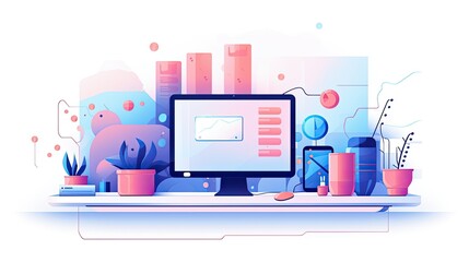 Precision in minimalism a web designers flat illustration - Generative AI.