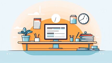 Web designer workstation flat illustration - Generative AI.