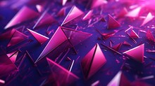 Triangle Forms And Diagonal Stripes Are Scattered On An Abstract Purple And Pink Background