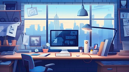 Streamlined web design workspace flat illustration - Generative AI.
