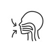 Person inhaling air through mouth and nose, linear icon. Upper respiratory tract. Line with editable stroke