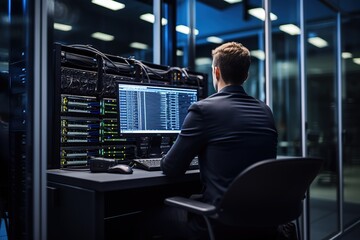 Leinwandbilder - A Smart Make IT programmer works on a desktop computer