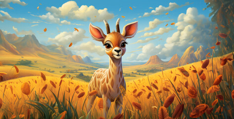 Canvas Print - giraffe in the desert, a giraffe Adorable Antelope on mountain hd wallpaper