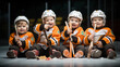 A cute picture of baby hockey players sitting together, enjoying snacks like orange slices and juice boxes during halftime, recharging for the second half