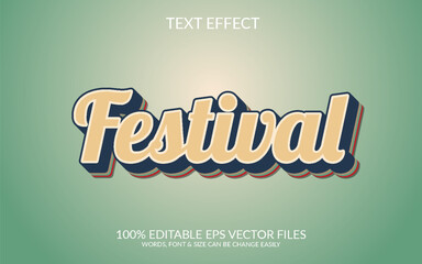 Wall Mural - Festival 3D vector eps text effect template design
