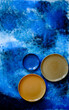 
Plates on a blue background