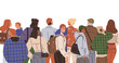 © robu_s - Big queue. Many multitude people. Vector illustration. The crowd queuing for grand opening eagerly anticipated doors opening People waiting in long line found ways to pass time, such as reading