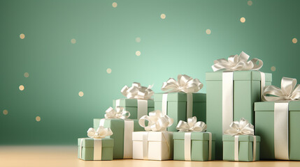 Poster - Christmas gift boxes in green color