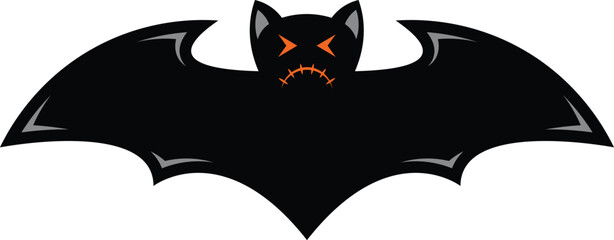 Wall Mural -  Scary black halloween bat vector icon