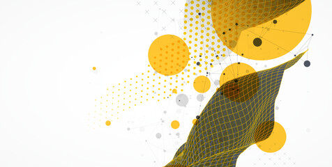 The abstract wave is made in a frame style. Hflftone Template for science and technology presentation.