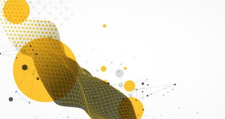 The abstract wave is made in a frame style. Hflftone Template for science and technology presentation.