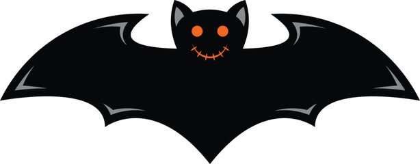 Wall Mural - Scary black halloween bat vector icon