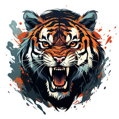  Tiger head mascot isolated on transparent background