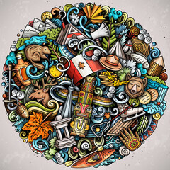 Wall Mural - Canada cartoon doodle illustration. Funny Canadian design.