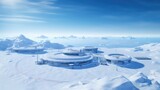 Fototapeta  - cold arctic polar stations illustration ant winter, snow north, station pole cold arctic polar stations