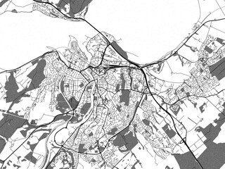 greyscale vector city map of inverness in the united kingdom with with water, fields and parks, and 
