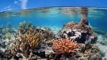 Marine Island Coral Restoration Illustration Reef Water, Nature Blue, Ocean Aquatic Marine Island Coral Restoration