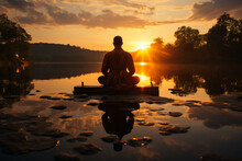 Generative AI Image Of Person Meditating Enjoying Nature Calmness