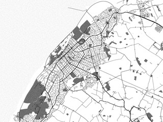 greyscale vector city map of southport in the united kingdom with with water, fields and parks, and 