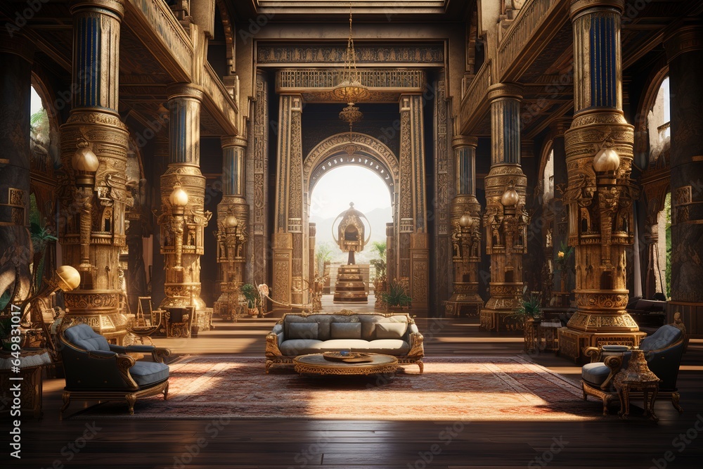 Gallery Detail: Ancient Egyptian Palace Parlor With Hieroglyphics Luxurious