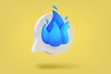 Poster - Speech bubble with blue gas flame. 3d vector illustration