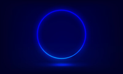 Poster - Abstract background with glowing circle neon frame. 3d vector illustration