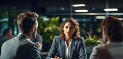 Aufkleber - Multiracial leader is having business meeting with colleagues at the office.