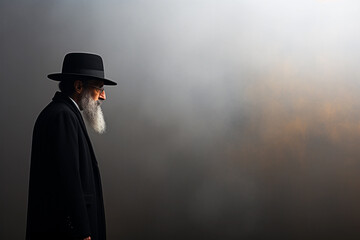 portrait of a jewish man with long beard, free space