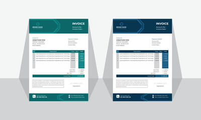 Business invoice form template. Invoicing quotes, money bills or price invoices and payment agreement design templates. Tax form, bill graphic or payment receipt page
clean invoice template vector.
