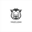 The pig logo is designed using a minimalist vector style and is black and white