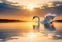 Swan On Sunset Garneted AI