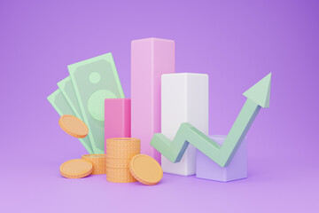 Poster - Trading on stocks and markets, 3d illustration, collage