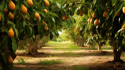 fruit island mango groves illustration tropical nature, background business, tree green fruit island mango groves