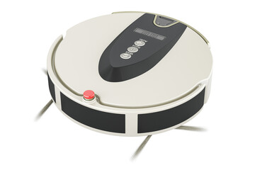 Robot Vacuum Cleaner. Robotic vacuum cleaner, 3D rendering isolated on transparent background