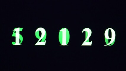 Wall Mural - green big random numbers on black background of personal computer screen