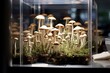 Lab-grown mushrooms for mycology study. Generative AI