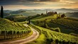 italy tuscan vineyards rolling illustration italian landscape, green rural, europe nature italy tuscan vineyards rolling