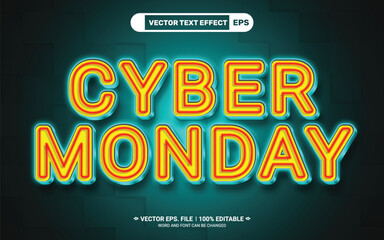 Canvas Print - Cyber monday 3d editable neon light style vector text effect