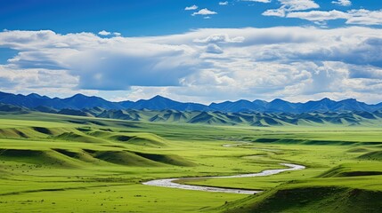 Poster - landscape altai mountains steppe illustration mountain sunlight, horizon autumn, freedom weather landscape altai mountains steppe