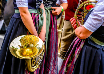 Wall Mural - typical music instrument of a bavarian brass band