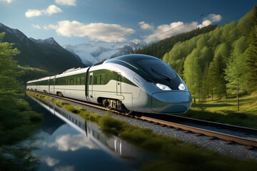 Sticker - A high-speed electric train, providing an eco-friendly alternative to air travel for commuters. Generative Ai.