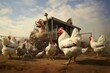contented poultry in the field. Generative AI