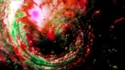 Wall Mural - spinning pattern with blowing strong wind. motion. rotating swirling shapes with blinking particles.
