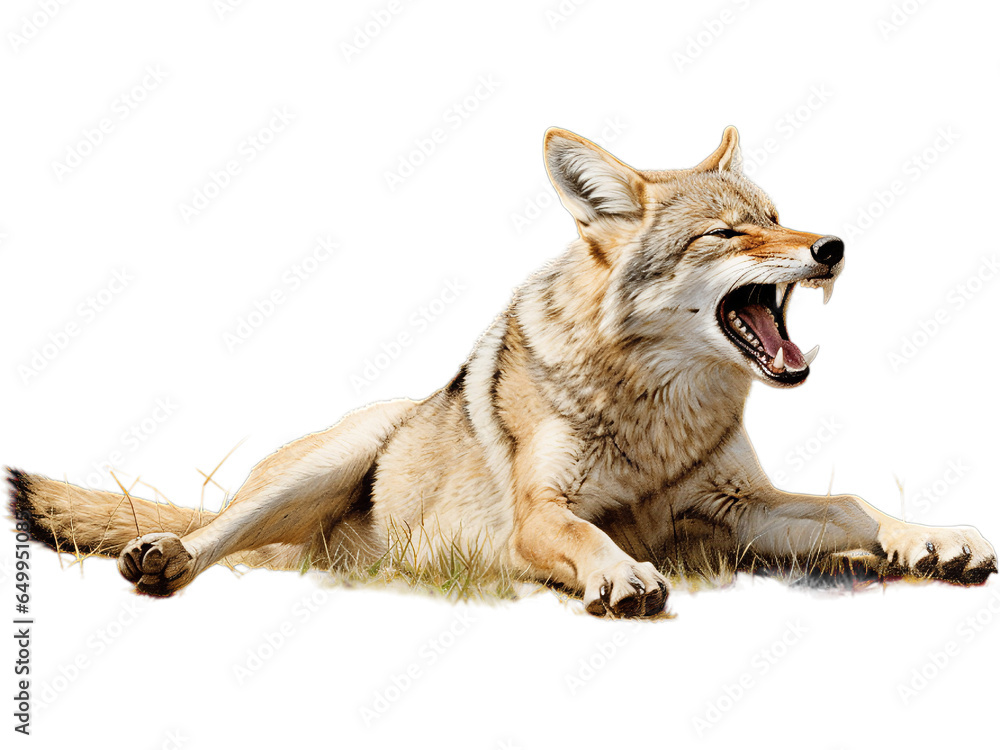 Coyote Playful Tumble, Transparent Background
